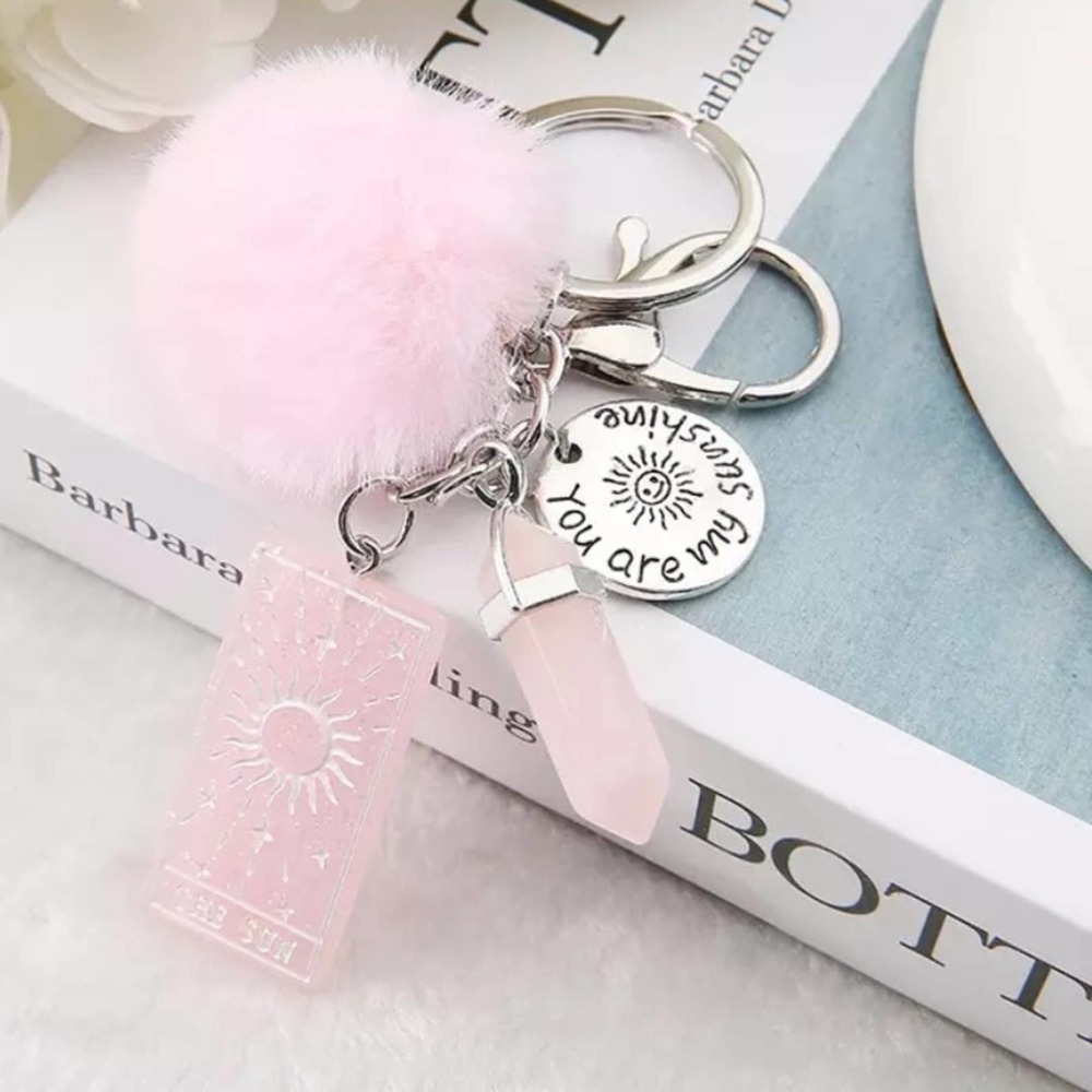 COPY -Tarot Card Sun Resin With Puffer Ball Quartz  Car Key Ring